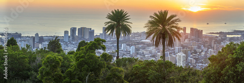 View to Honolulu from Tantalus Lookout at sunset, Oahu, Hawaii