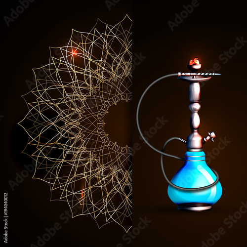 on a dark background a hookah