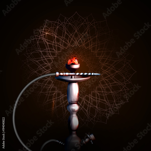 on a dark background a hookah