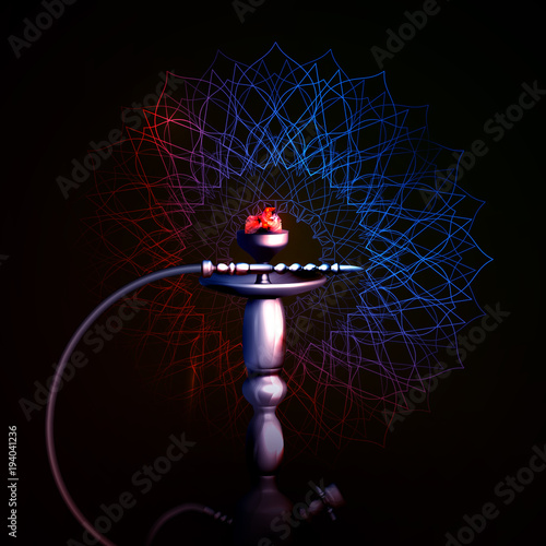 on a dark background a hookah