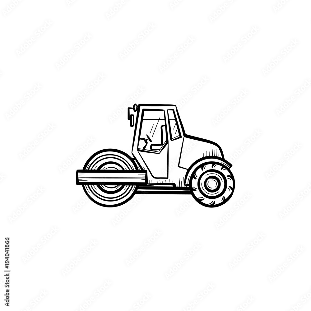 Steamroller hand drawn outline doodle icon