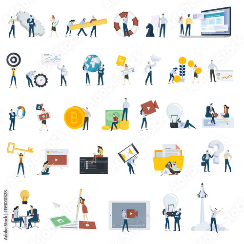 Flat design people concept icons isolated on white. Set of vector illustrations for web and app design and development, seo, social media.