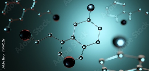 3d illustration. Model of serotonin molecule, Hormone of Happiness. photo
