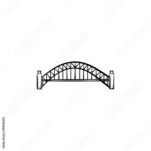 Bridge hand drawn outline doodle icon. Vector sketch illustration of modern bridge architecture for print, web, mobile and infographics isolated on white background.
