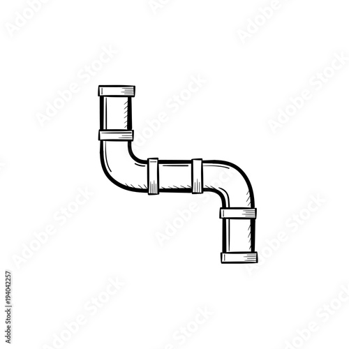 Water pipe hand drawn outline doodle icon. Pipeline vector sketch icon. Tube illustration for print, web, mobile and infographics isolated on white background.
