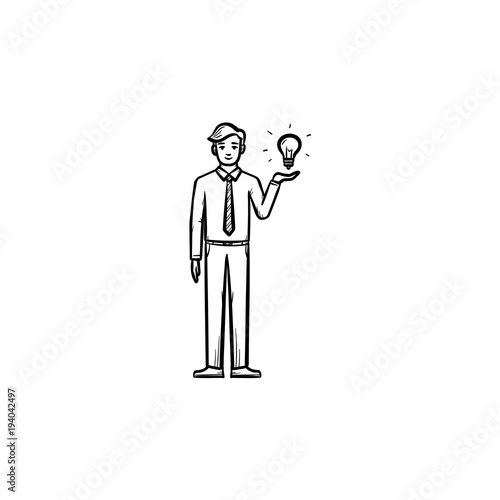 Business idea hand drawn outline doodle vector icon. Sketch concept of business idea for print, web, mobile and infographics isolated on white background.