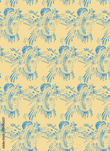 Pattern with flying larva. Seamless woven pattern. Design print for textile  fabric  wallpaper  background. Can be used for printing on paper  packaging  in textiles.