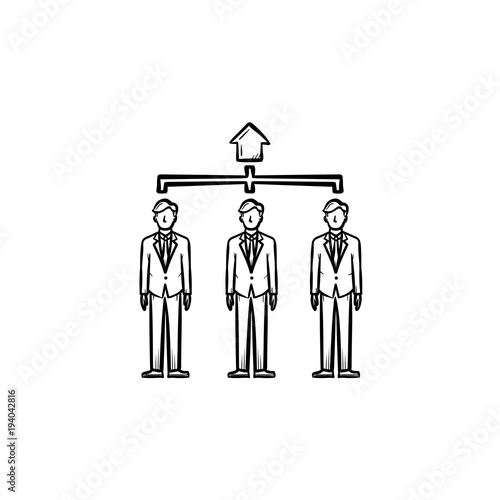 People, agents hand drawn outline doodle vector icon. Group of people, workforce sketch illustration for print, web, mobile and infographics isolated on white background.