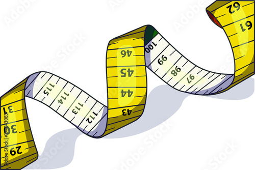Vector illustration of a measure tape used to measure objects such as clothes.