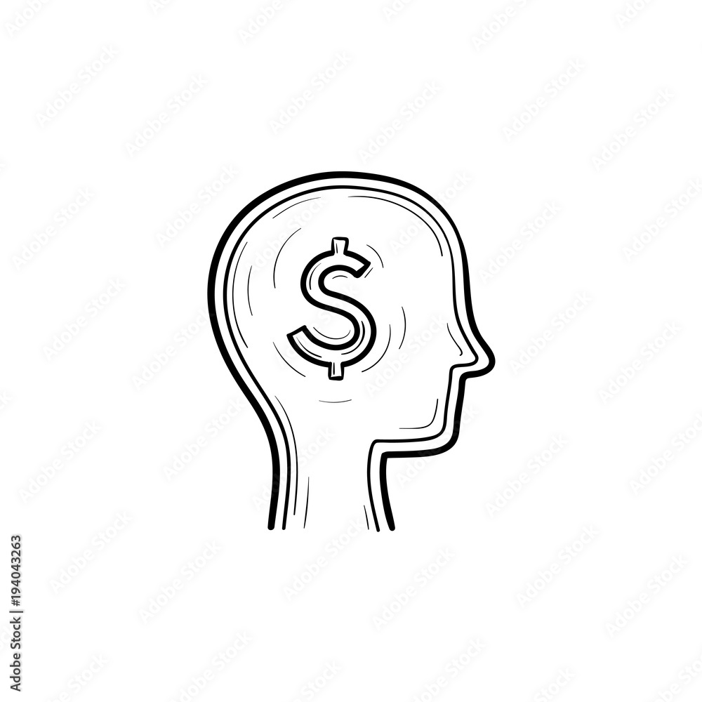 Rich brain in the head hand drawn outline doodle icon. Smart head sketch illustration for print, web, mobile and infographics isolated on white background. Rich brain in the head hand drawn outline doodle icon. Smart head sketch illustration for print, web, mobile and infographics isolated on white background.