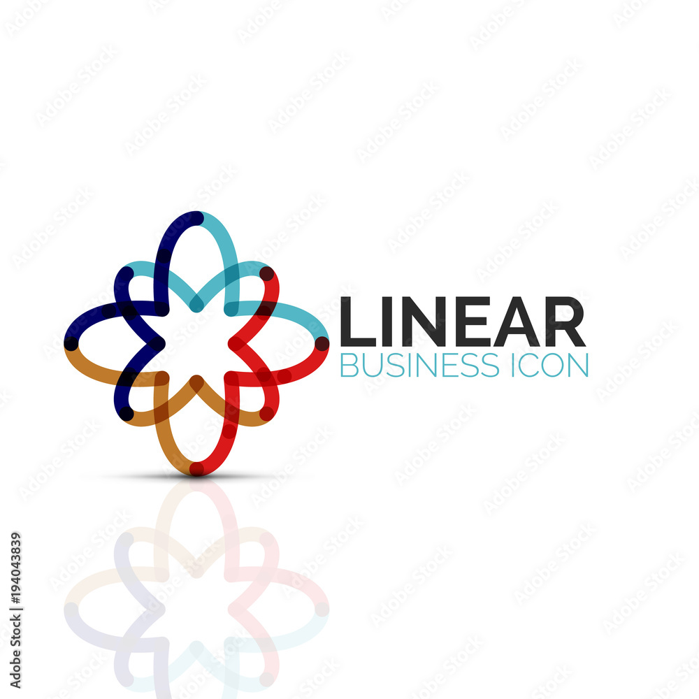 Abstract flower or star, linear thin line icon. Minimalistic business geometric shape symbol created with line segments Abstract flower or star, linear thin line icon. Minimalistic business geometric shape symbol created with line segments
