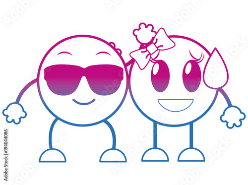 degraded line couple cool and shame laugh face emoji