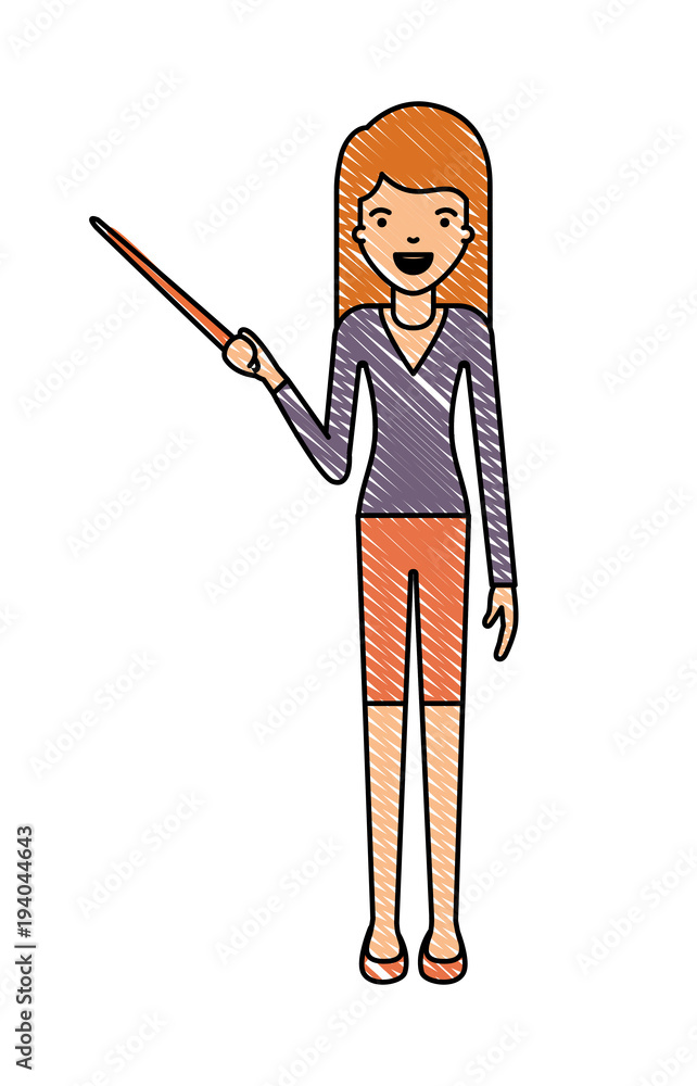 female teacher with pointing stick vector illustration design female teacher with pointing stick vector illustration design