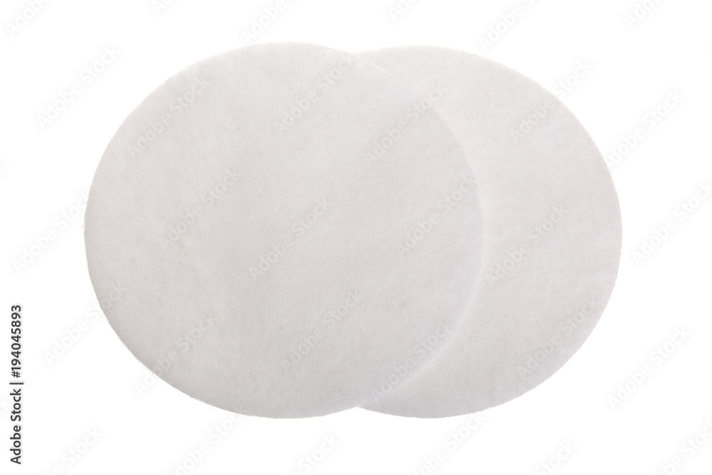 Cotton pads isolated on white background. Top view. Flat lay Cotton pads isolated on white background. Top view. Flat lay