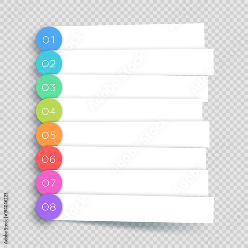 Vector White Banner Steps Infographic List 1 to 8