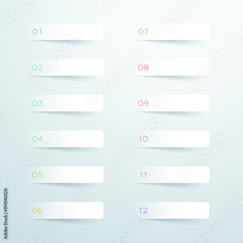Vector Simple White Banners Number 1 to 12
