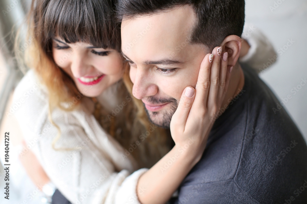 Portrait of young loving couple, closeup Portrait of young loving couple, closeup
