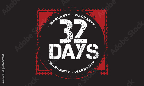 32 days warranty icon vintage rubber stamp guarantee