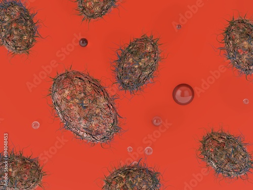 Measles virus bodies microscope view 3d illustration photo