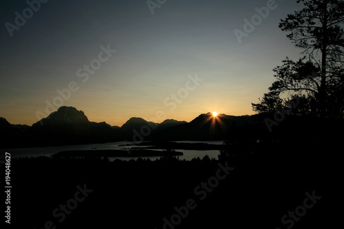 Sunset silhouette in the Tetons