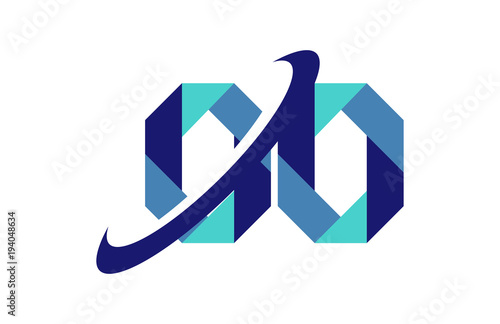 OO Ellipse Swoosh Ribbon Letter Logo