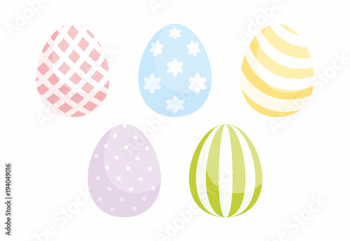 Colored Easter eggs set. Vector illustrations isolated on white background.