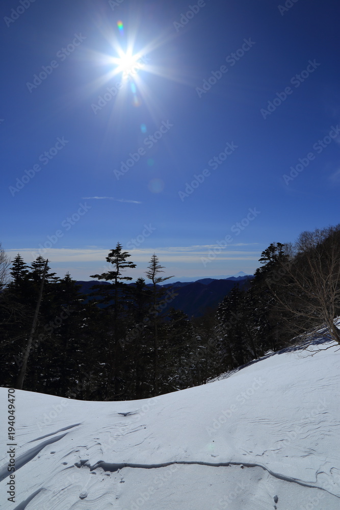 厳冬期の日光白根山の外山鞍部にて撮影した冬景色
