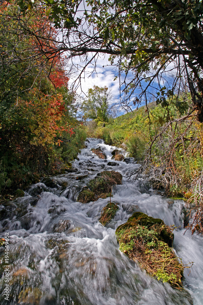 Cascades at Cascade Springs in early fall, Uinta National Forest, Utah Cascades at Cascade Springs in early fall, Uinta National Forest, Utah