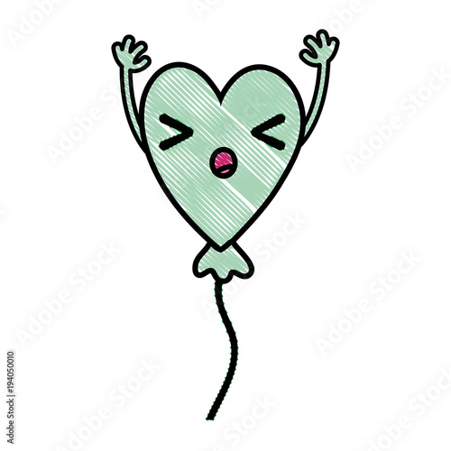 grated sleeping heart balloon kawaii with arms