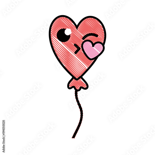 grated heart balloon kiss kawaii cartoon