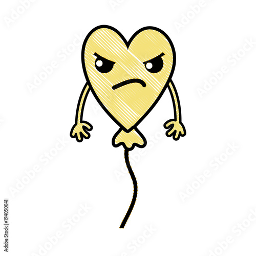 grated angry heart balloon kawaii with arms