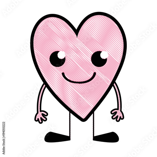 grated smile heart kawaii with arms and legs