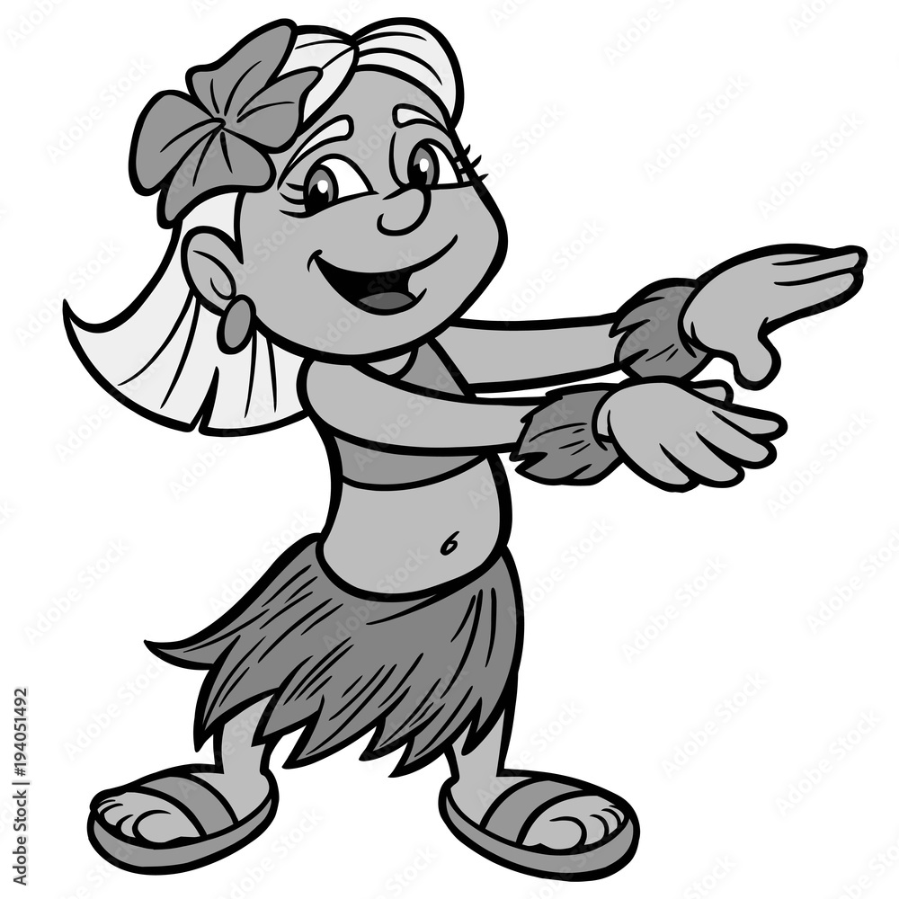 Hula Girl Illustration - A vector cartoon illustration of a Hula Girl mascot. Hula Girl Illustration - A vector cartoon illustration of a Hula Girl mascot.