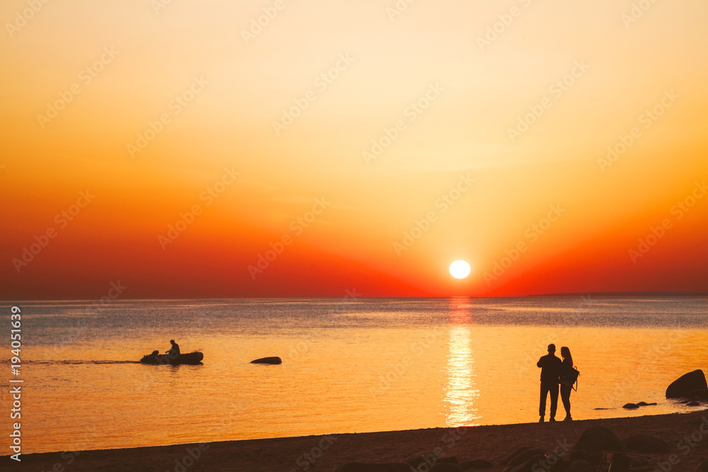 Orange sunset at the Gulf of Finland Orange sunset at the Gulf of Finland