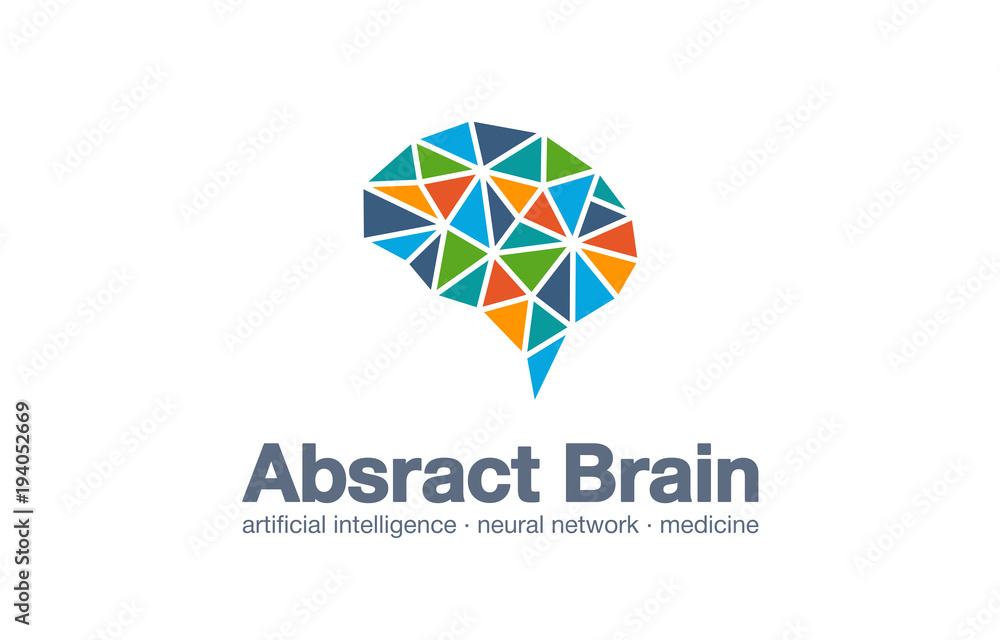 Abstract business company logo. Corporate identity design element. Smart brain, artificial intelligence, neural network, logotype idea. Brainstorm, learn and think concept. Vector interaction icon