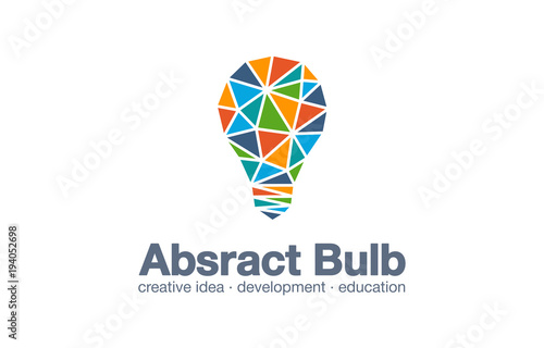 Abstract business company logo. Corporate identity design element. Light bulb Idea, education, school logotype idea. Brainstorm, solutions, learn and think connected concept. Vector interaction icon