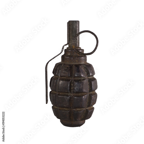 old rusty training hand grenade isolated