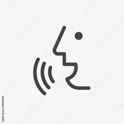 Voice recognition concept. Voice control Black line, online, thin trendy logo, flat adaptation design for web site, mobile app, EPS isolated on white