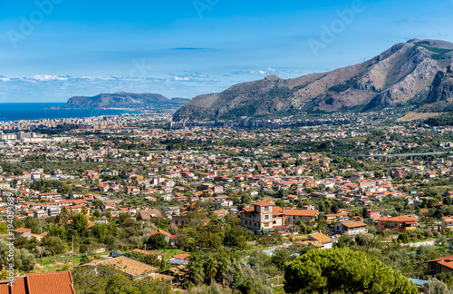 Panoramic view of Palermo city from Monreale, Sicily, Italy © EleSi