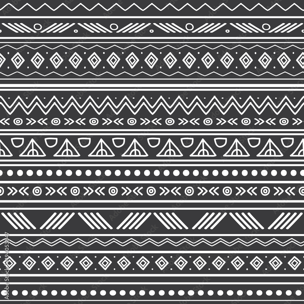 Vector abstract black and white tribal stripes seamless pattern background. Great for fabric, wallpaper, invitations, scrapbooking. Vector abstract black and white tribal stripes seamless pattern background. Great for fabric, wallpaper, invitations, scrapbooking.