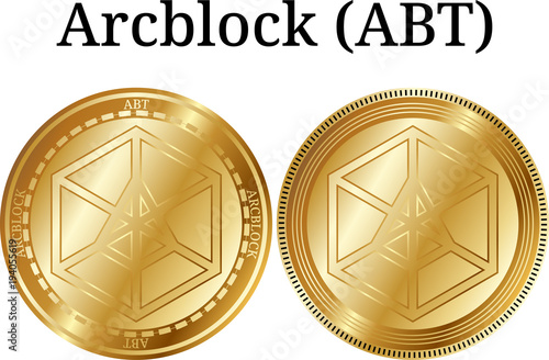 Set of physical golden coin Arcblock (ABT) photo