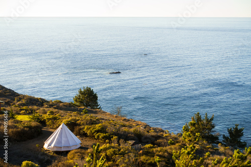 Yurt/tent on coastline of California coast