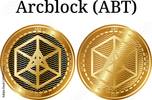 Set of physical golden coin Arcblock (ABT) photo