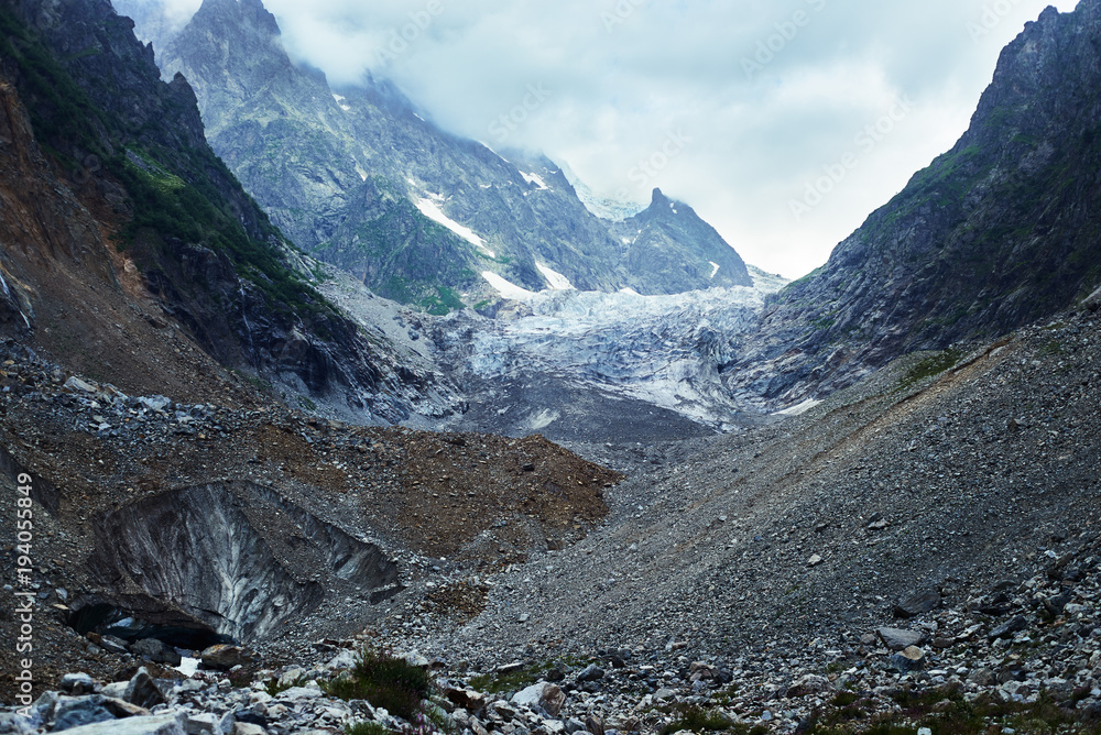 View of glacier and icefall