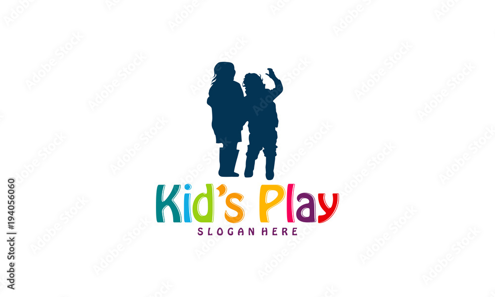 Set of Kid Play logo template, Set of Child Play silhouette logo designs concept vector illustration