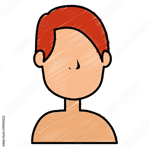 young man shirtless avatar character vector illustration design