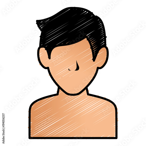young man shirtless avatar character vector illustration design