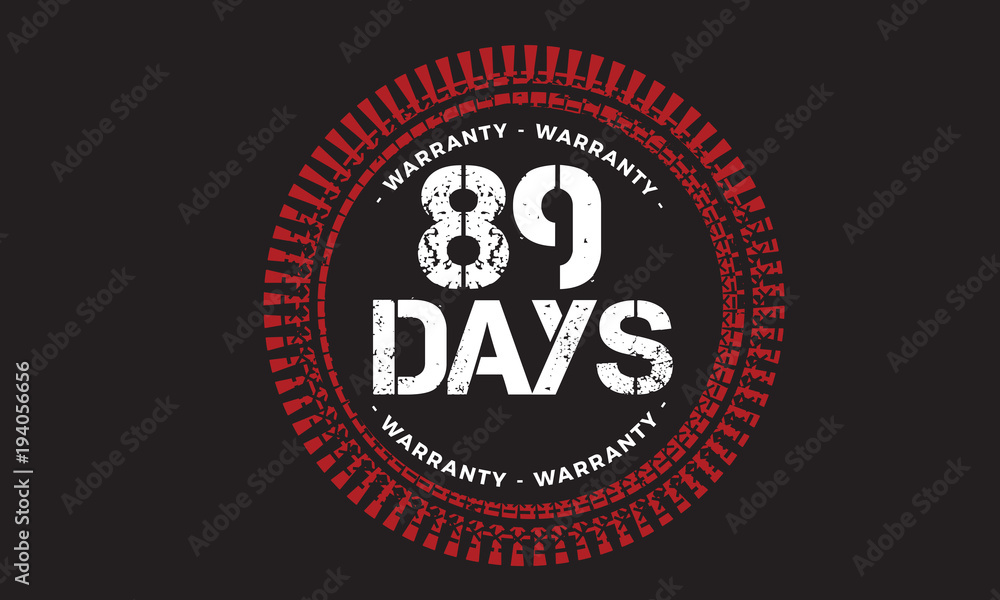 89 days warranty icon vintage rubber stamp guarantee