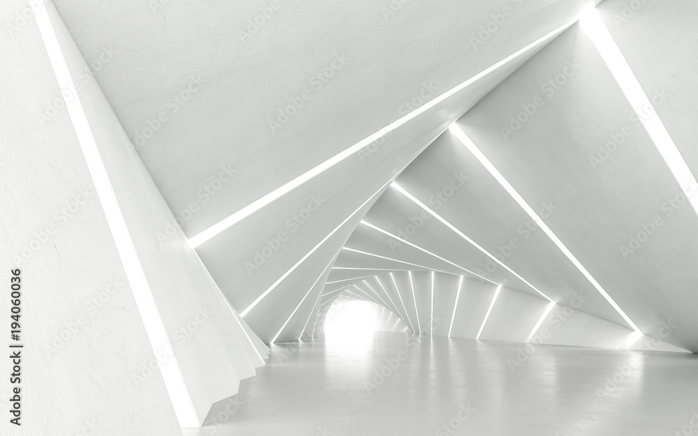 Obraz premium Streszczenie biały skręcone korytarz, renderowania 3d
