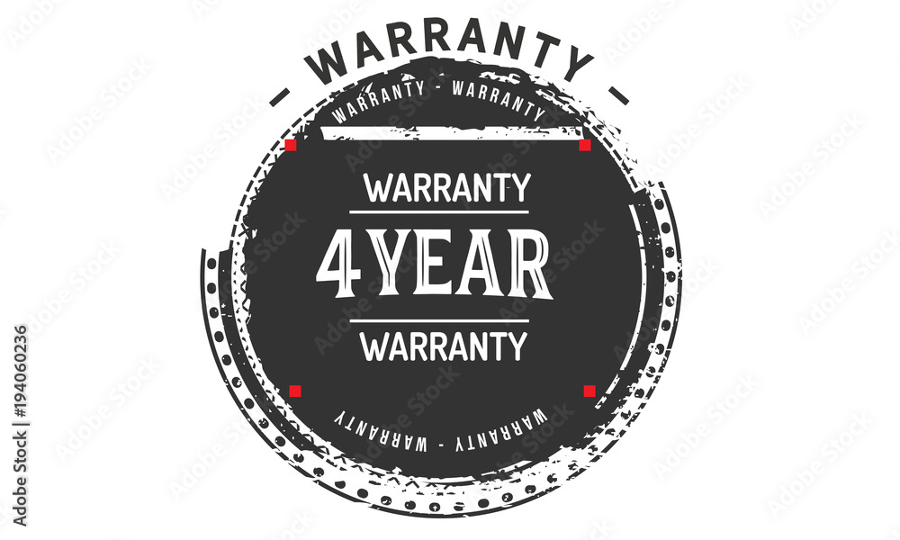 4 years warranty icon vintage rubber stamp guarantee
